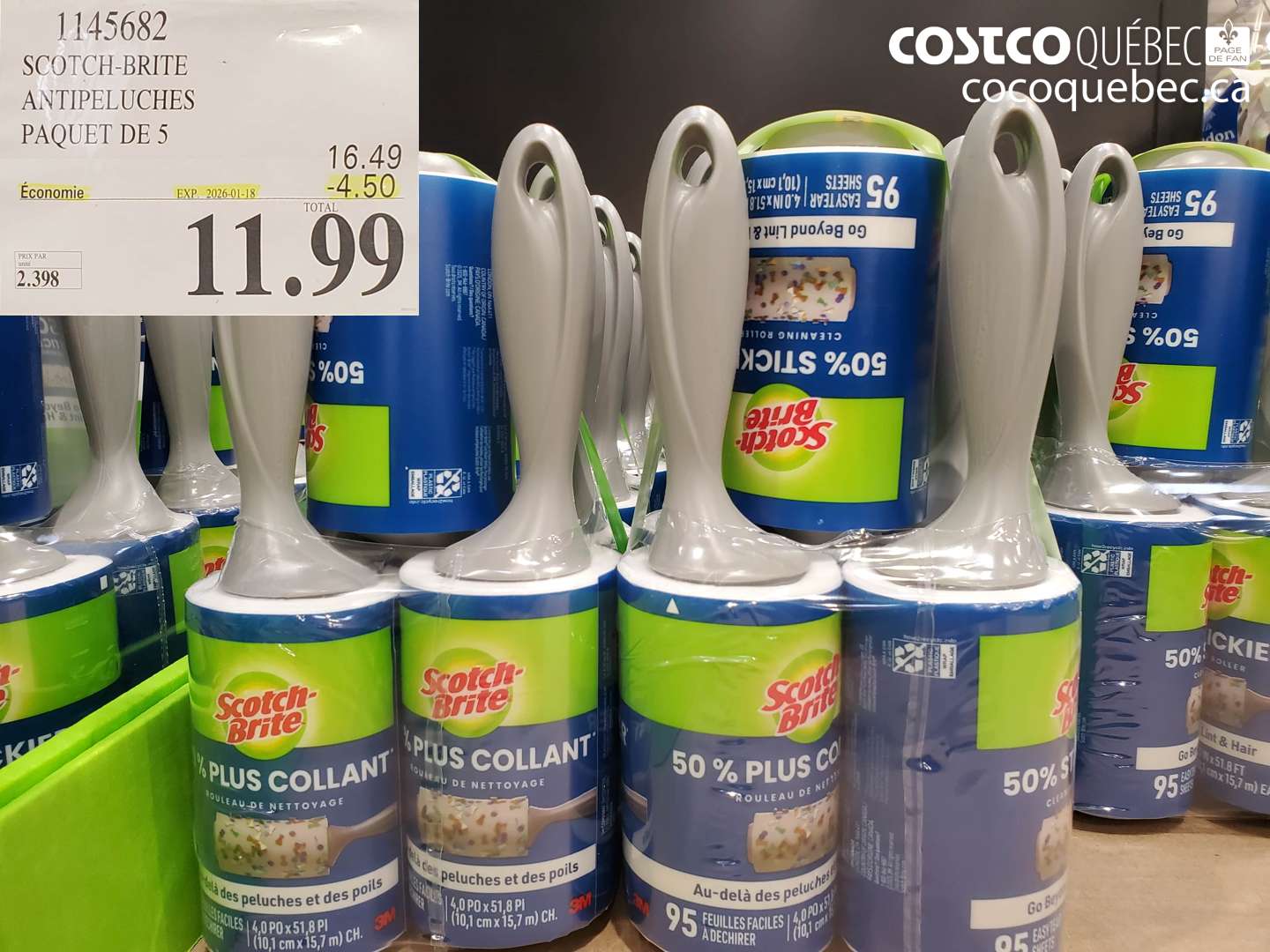 1145682 SCOTCH-BRITE ANTIPELUCHES PAQUET DE 5 ($4.50 INSTANT SAVINGS EXPIRES ON 2026-01-18) $11.99