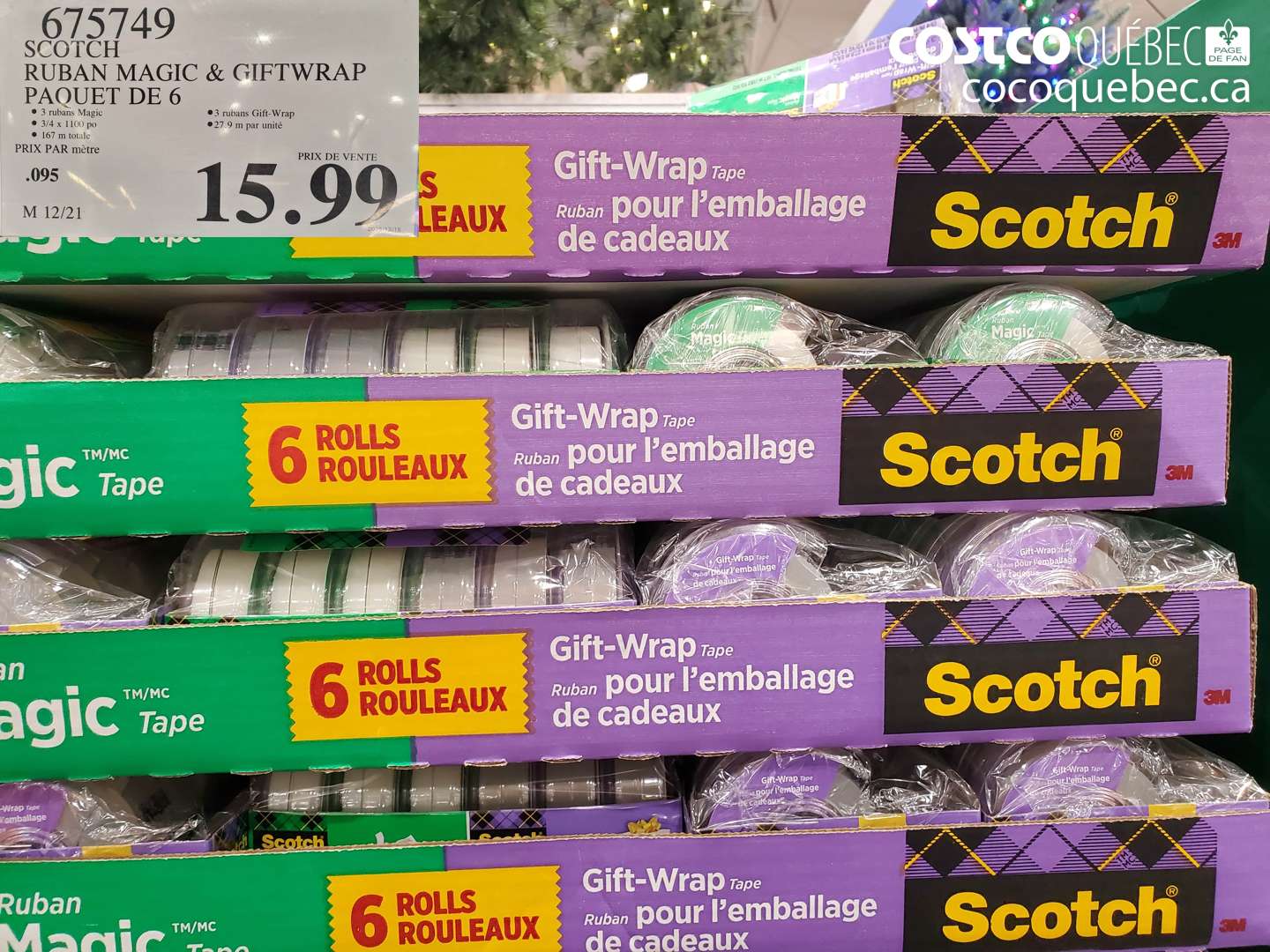 675749 SCOTCH RUBAN MAGIC & GIFTWRAP PAQUET DE 6 $15.99