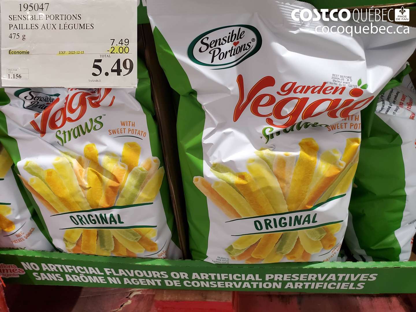 195047 SENSIBLE PORTIONS PAILLES AUX LÉGUMES ($2.00 INSTANT SAVINGS EXPIRES ON 2025-12-15) $5.49
