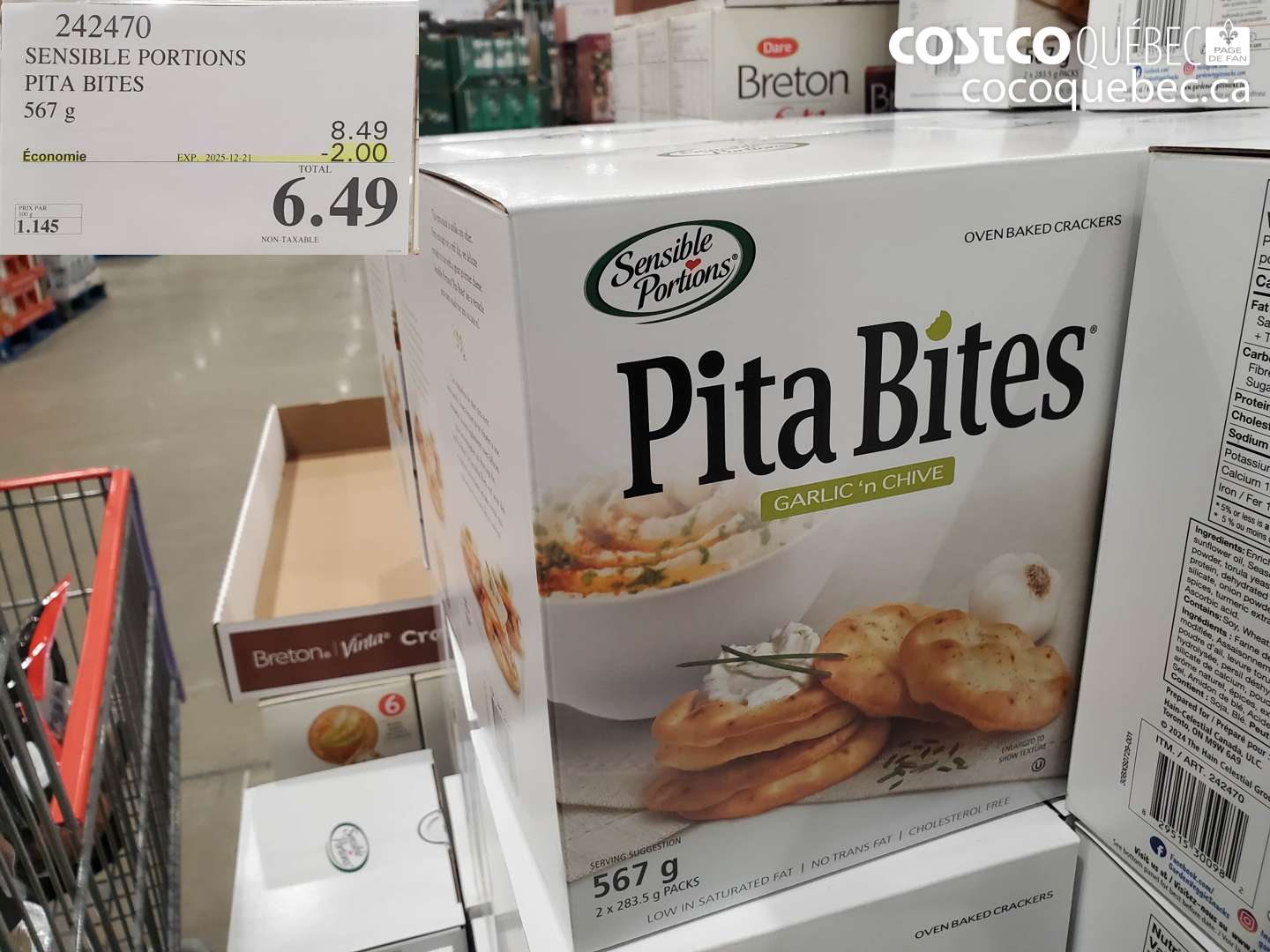 242470 SENSIBLE PORTIONS PITA BITES 567 g (EXPIRES ON 2025-12-21) $6.49