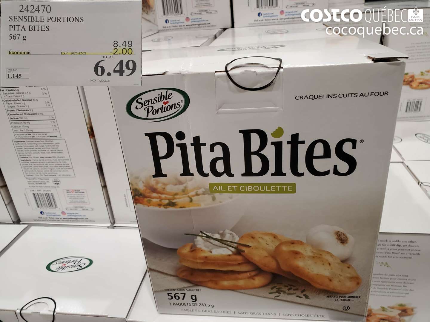242470 SENSIBLE PORTIONS PITA BITES 567 g ($2.00 INSTANT SAVINGS EXPIRES ON 2025-12-21) $6.49