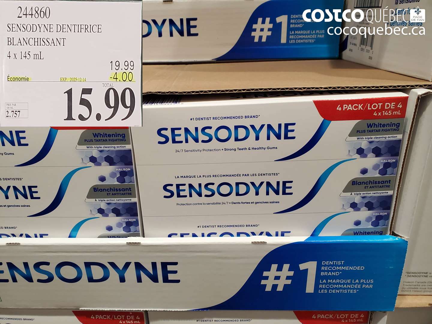 244860 SENSODYNE DENTIFRICE BLANCHISSANT (EXPIRES ON 2025-12-14) $15.99
