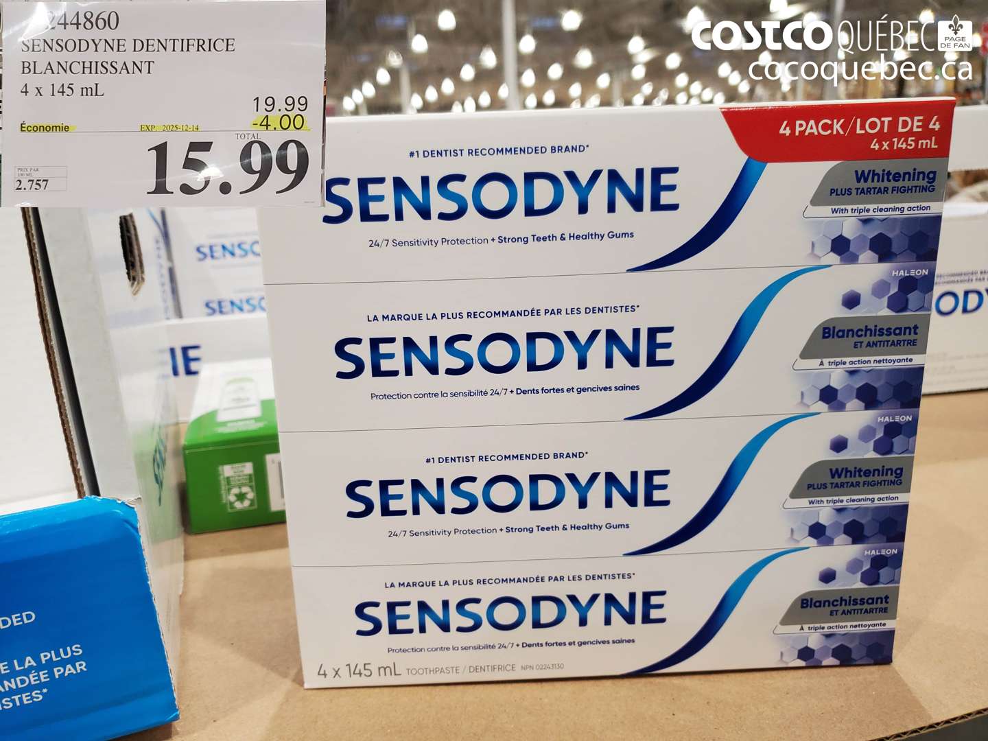 244860 SENSODYNE DENTIFRICE BLANCHISSANT (EXPIRES ON 2025-12-14) $15.99