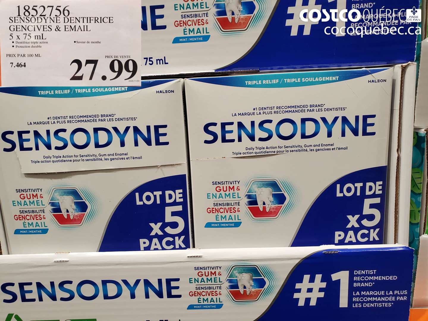 1852756 SENSODYNE DENTIFRICE GENCIVES & EMAIL $27.99