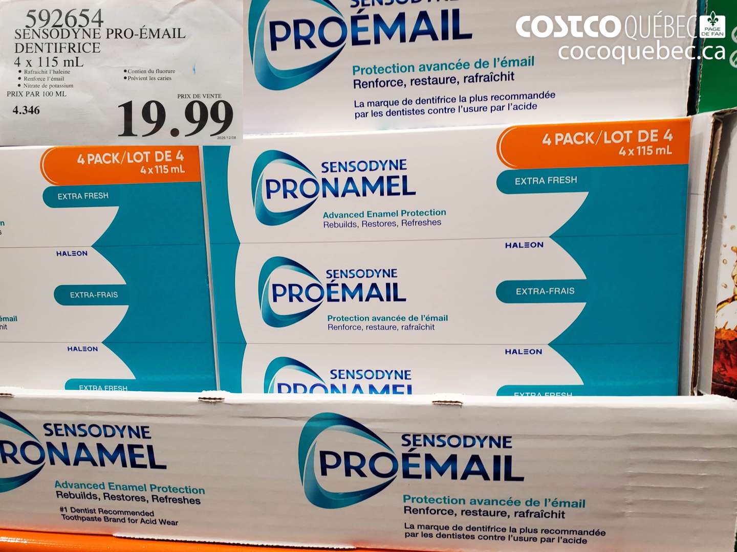 592654 SENSODYNE PRO-ÉMAIL DENTIFRICE 4 x 115 mL $19.99