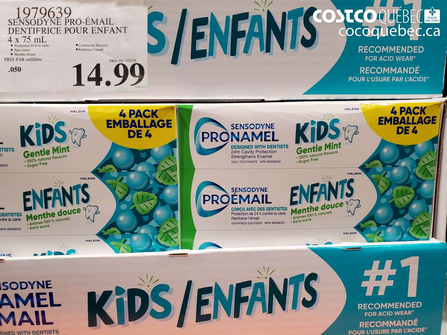 1979639 SENSODYNE PRO-ÉMAIL DENTIFRICE POUR ENFANT 4 x 75 mL $14.99