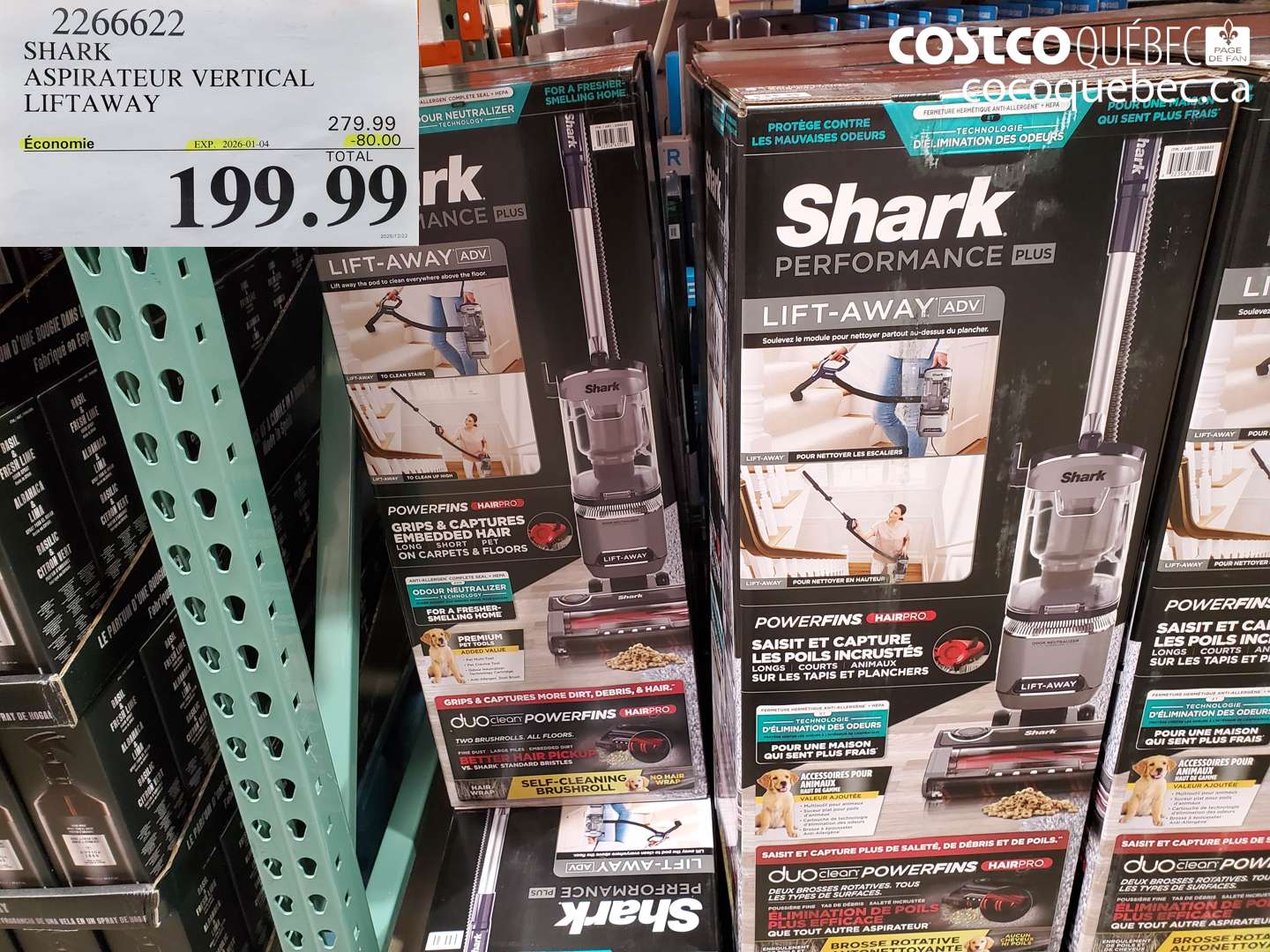 2266622 SHARK ASPIRATEUR VERTICAL LIFTAWAY ($80.00 INSTANT SAVINGS EXPIRES ON 2026-01-04) $199.99