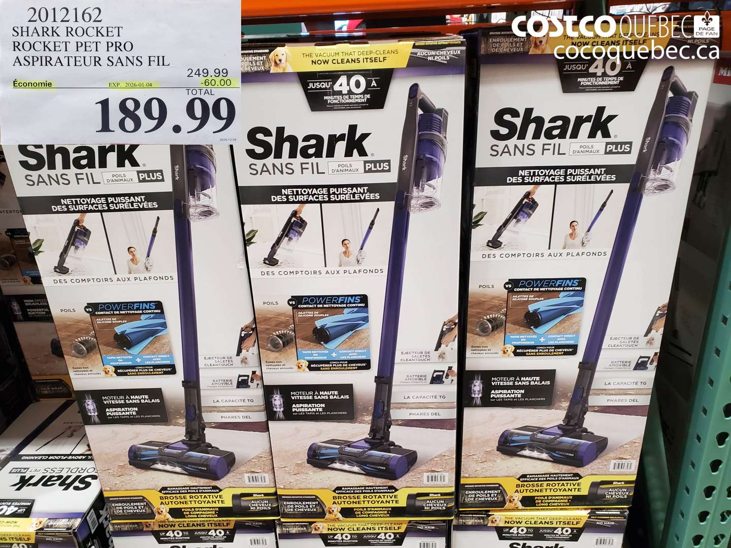 2012162 SHARK ROCKET ROCKET PET PRO ASPIRATEUR SANS FIL ($60.00 INSTANT SAVINGS EXPIRES ON 2026-01-04) $189.99