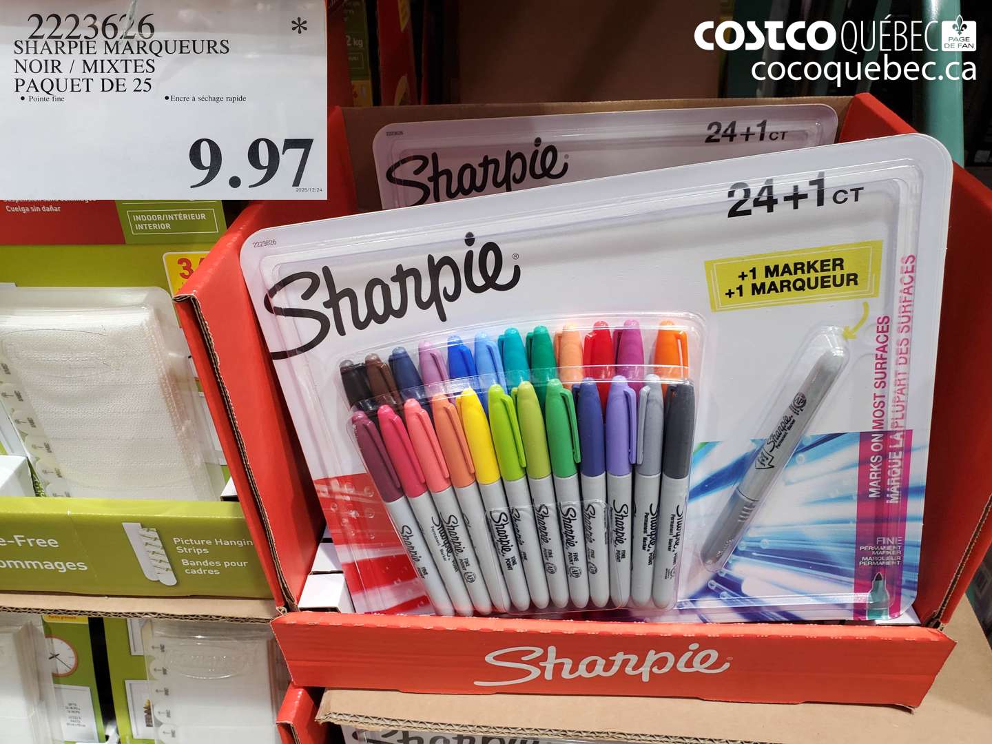 2223626 SHARPIE MARQUEURS NOIR / MIXTES PAQUET DE 25 $9.97