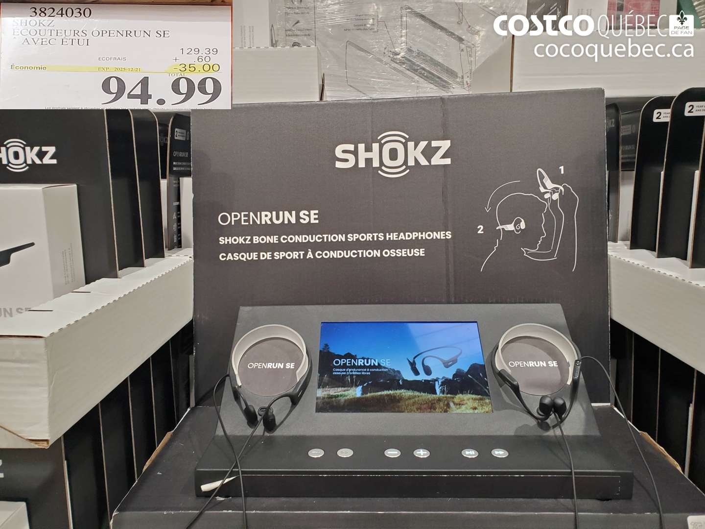 3824030 SHOKZ ECOUTEURS OPENRUN SE AVEC ETUI ($35.00 INSTANT SAVINGS EXPIRES ON 2025-12-21) $94.99