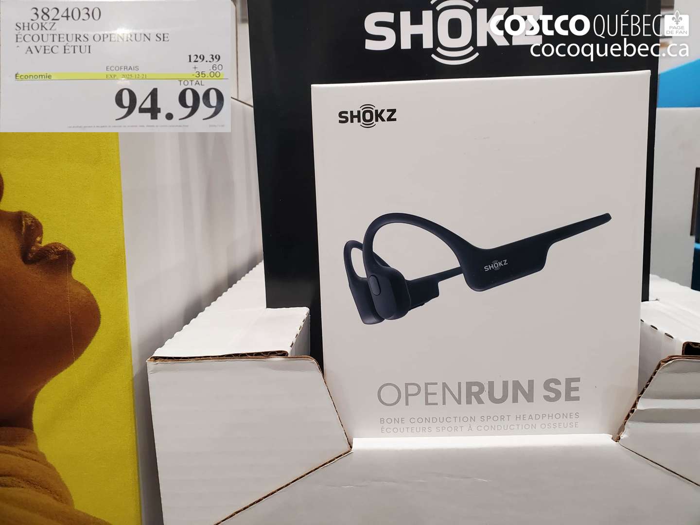 3824030 SHOKZ ECOUTEURS OPENRUN SE AVEC ETUI DE TRANSPORT  ($35.00 INSTANT SAVINGS EXPIRES ON 2025-12-21) $94.99