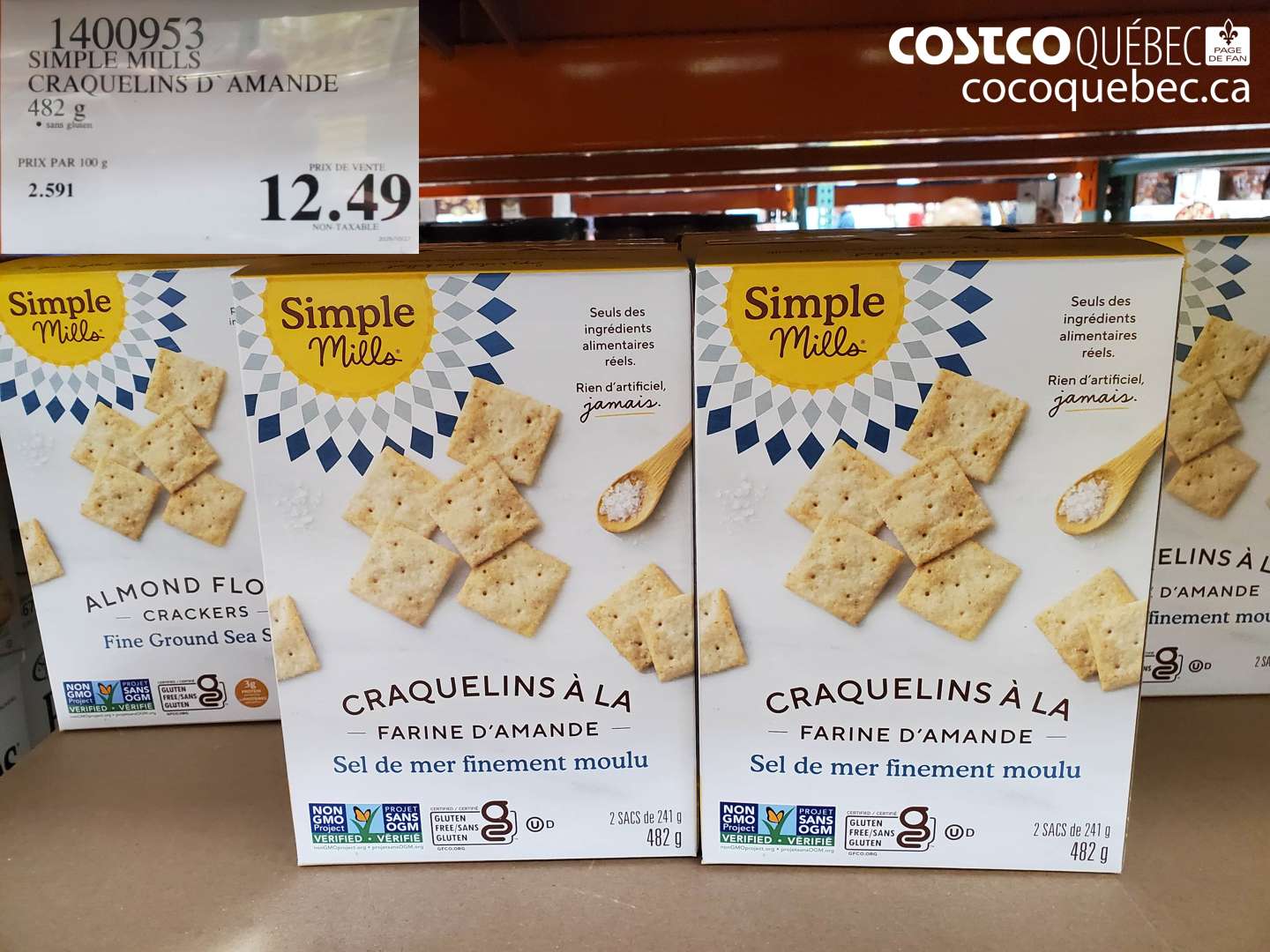 1400953 SIMPLE MILLS CRAQUELINS D'AMANDE $12.49