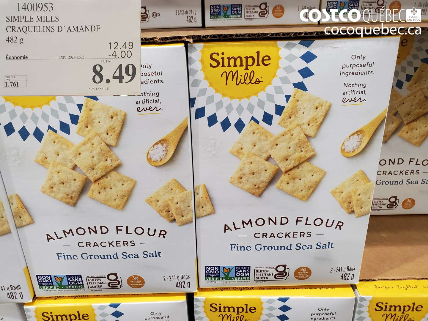 1400953 SIMPLE MILLS CRAQUELINS D'AMANDE ($4.00 INSTANT SAVINGS EXPIRES ON 2025-12-28) $8.49