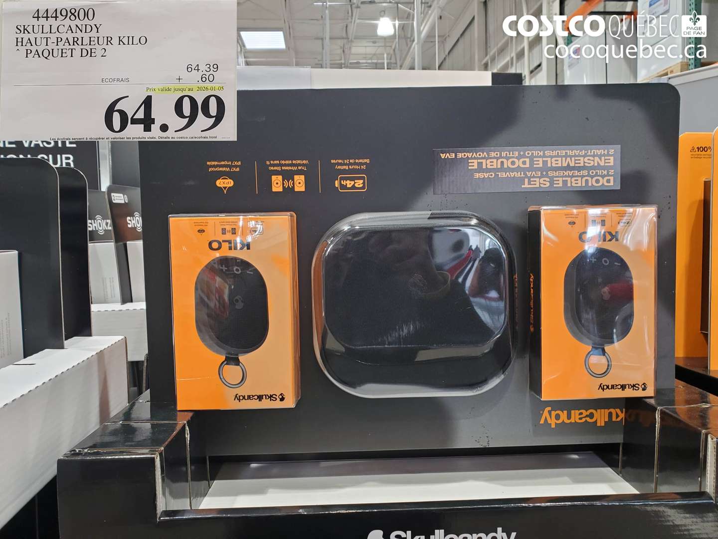 4449800 SKULLCANDY HAUT-PARLEUR KILO PAQUET DE 2 (EXPIRES ON 2026-01-15) $64.99