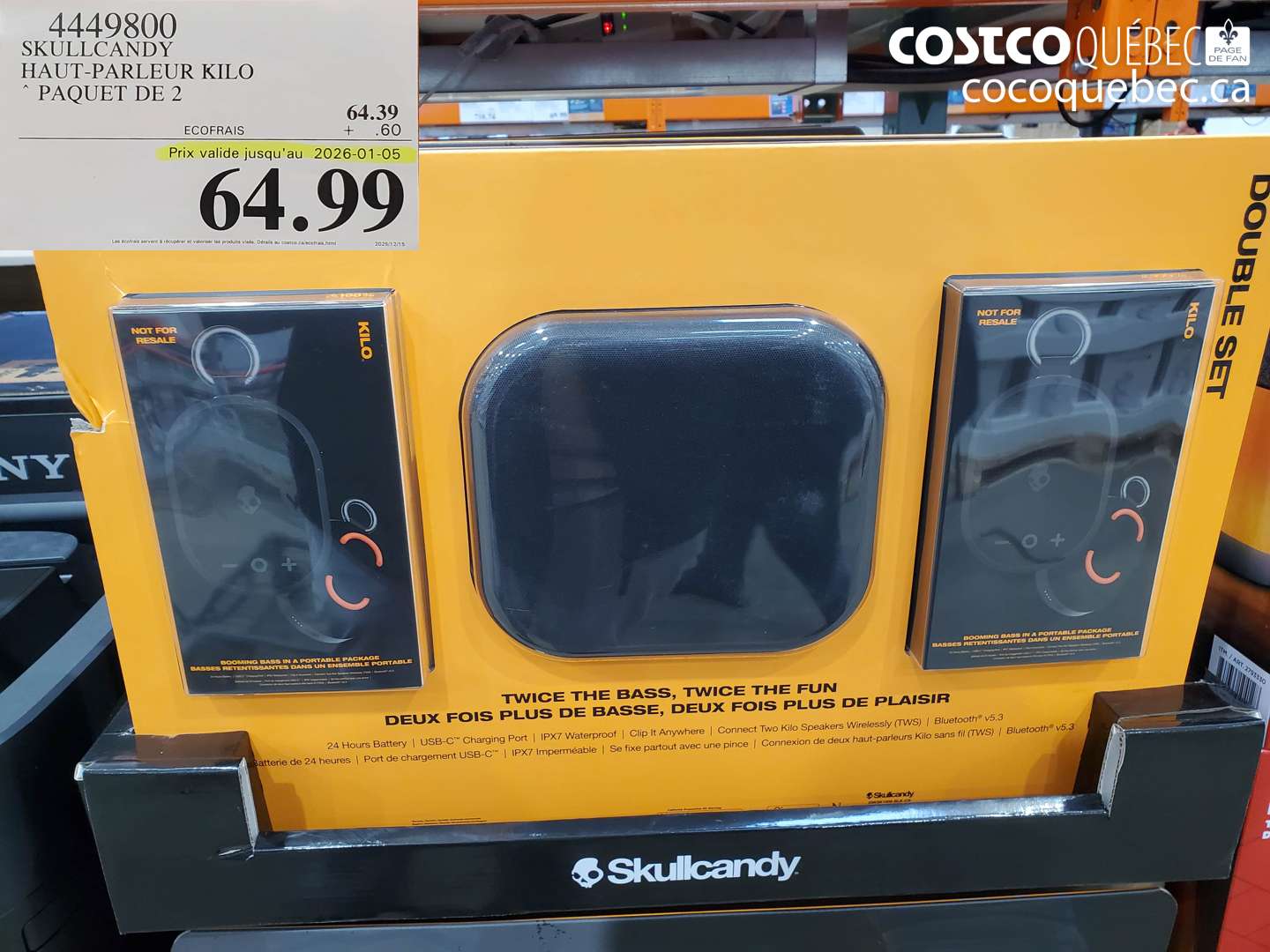 4449800 SKULLCANDY HAUT-PARLEUR KILO PAQUET DE 2 ($35.00 INSTANT SAVINGS EXPIRES ON 2026-01-05) $64.99