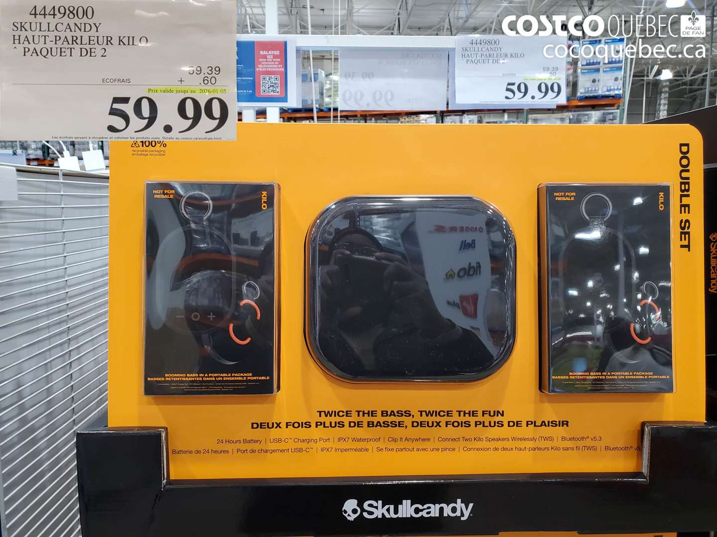 4449800 SKULLCANDY HAUT-PARLEUR KILO PAQUET DE 2 (EXPIRES ON 2026-01-05) $64.99