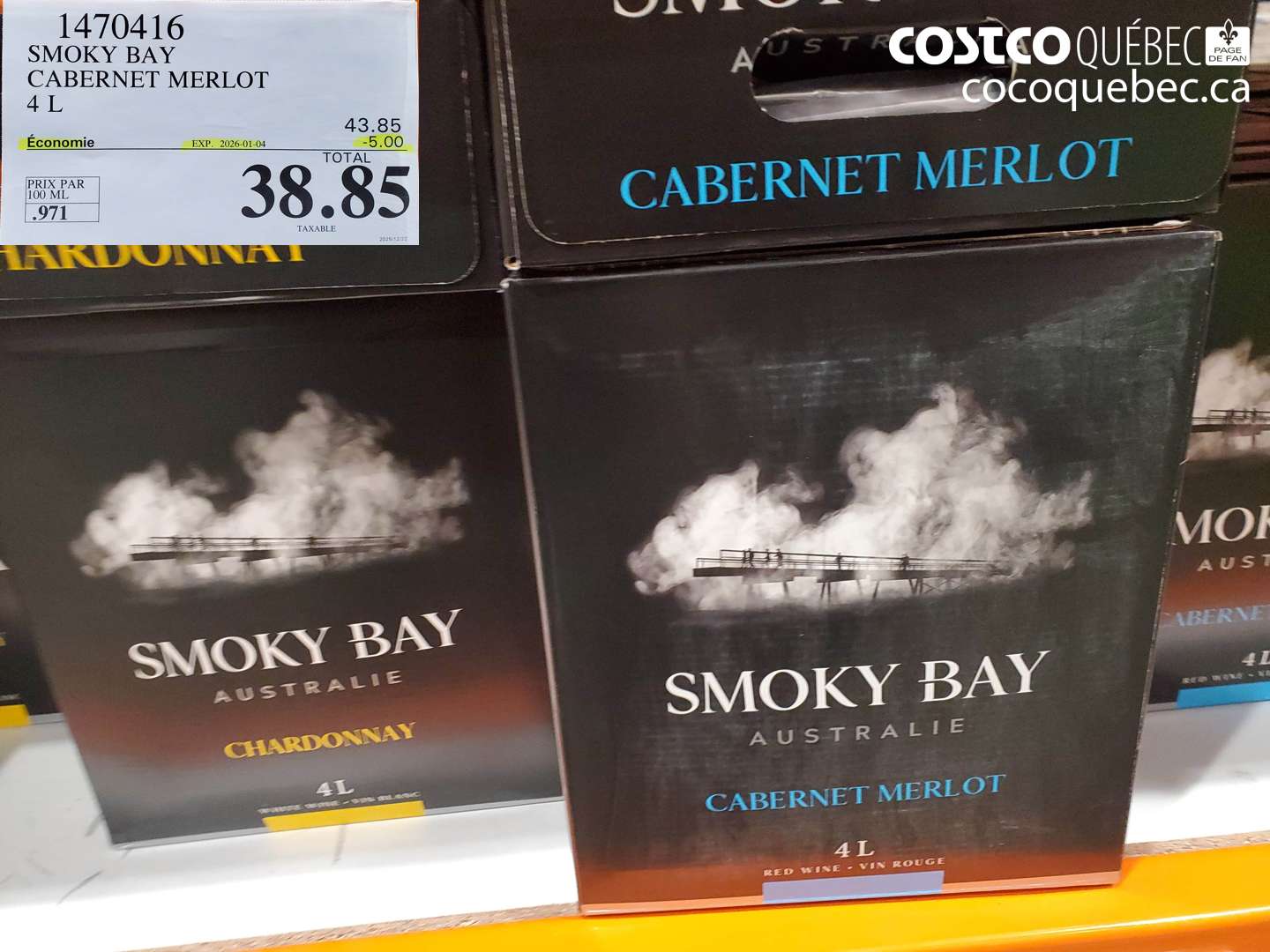 1470416 SMOKY BAY CABERNET MERLOT 4 L ($5.00 INSTANT SAVINGS EXPIRES ON 2026-01-04) $38.85