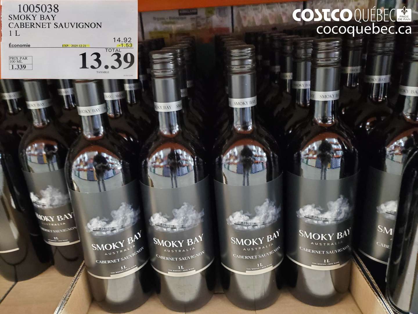 1005038 SMOKY BAY CABERNET SAUVIGNON 1 L ($1.53 INSTANT SAVINGS EXPIRES ON 2025-12-21) $13.39