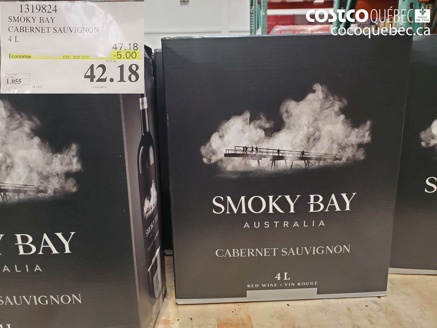 1319824 SMOKY BAY CABERNET SAUVIGNON 4 L ($5.00 INSTANT SAVINGS EXPIRES ON 2025-12-07) $42.18