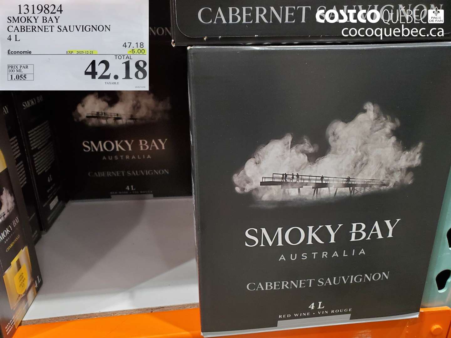 1319824 SMOKY BAY CABERNET SAUVIGNON 4 L (EXPIRES ON 2025-12-21) $42.18