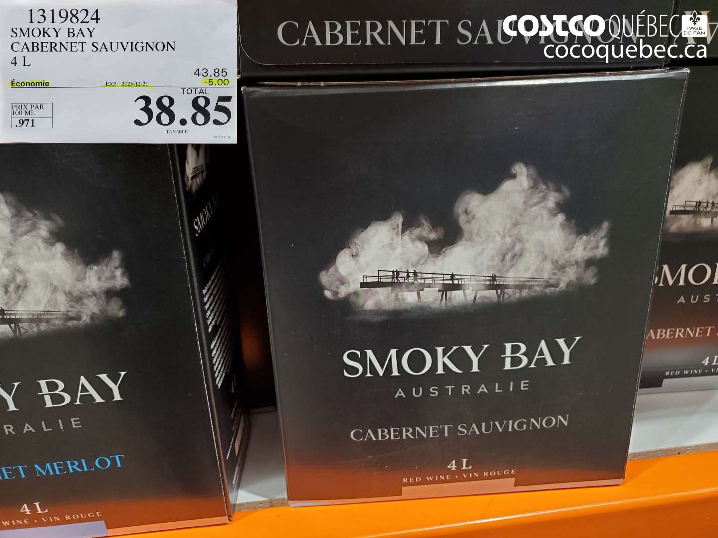 1319824 SMOKY BAY CABERNET SAUVIGNON 4 L ($5.00 INSTANT SAVINGS EXPIRES ON 2025-12-21) $38.85