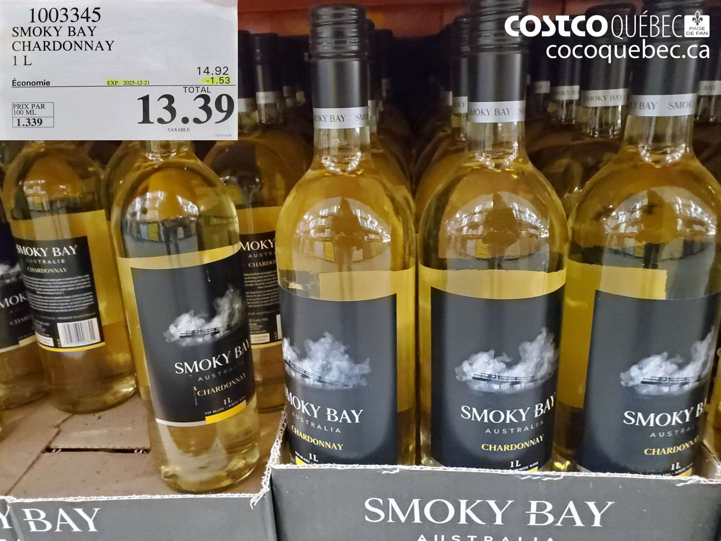 1003345 SMOKY BAY CHARDONNAY 1 L (EXPIRES ON 2025-12-21) $13.39