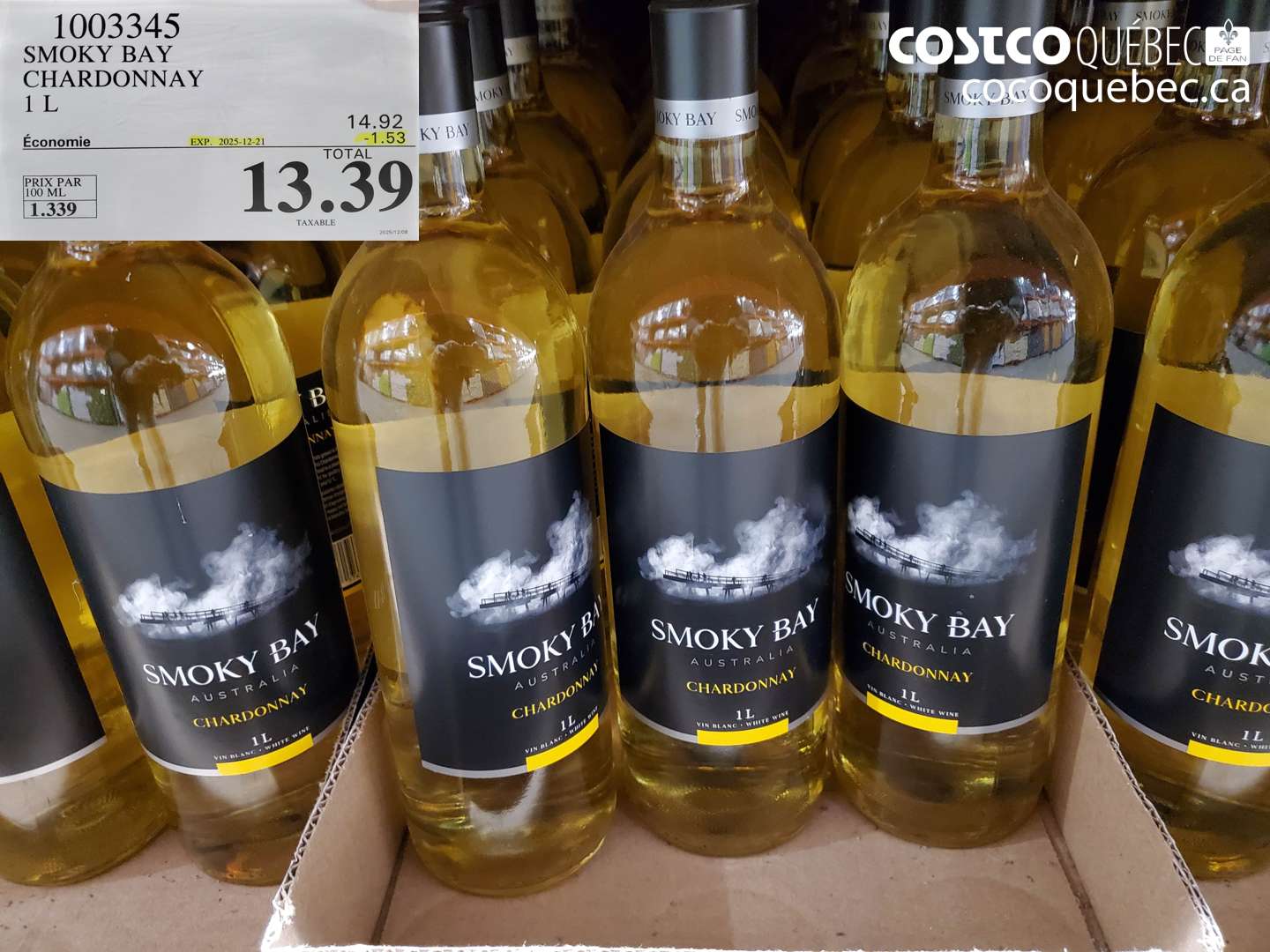 1003345 SMOKY BAY CHARDONNAY 1 L ($1.53 INSTANT SAVINGS EXPIRES ON 2025-12-21) $13.39