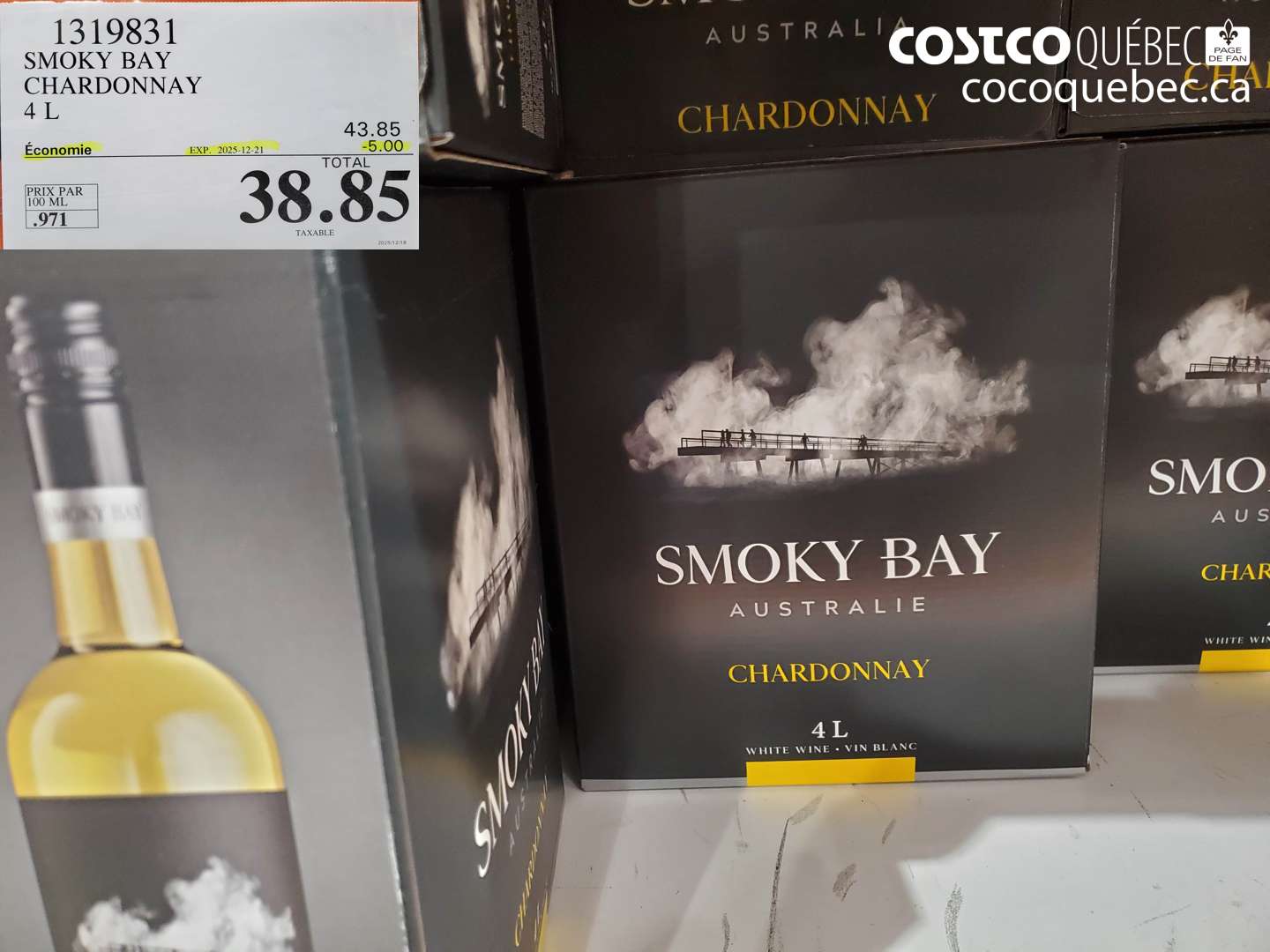 1319831 SMOKY BAY CHARDONNAY 4 L ($5.00 INSTANT SAVINGS EXPIRES ON 2025-12-21) $38.85