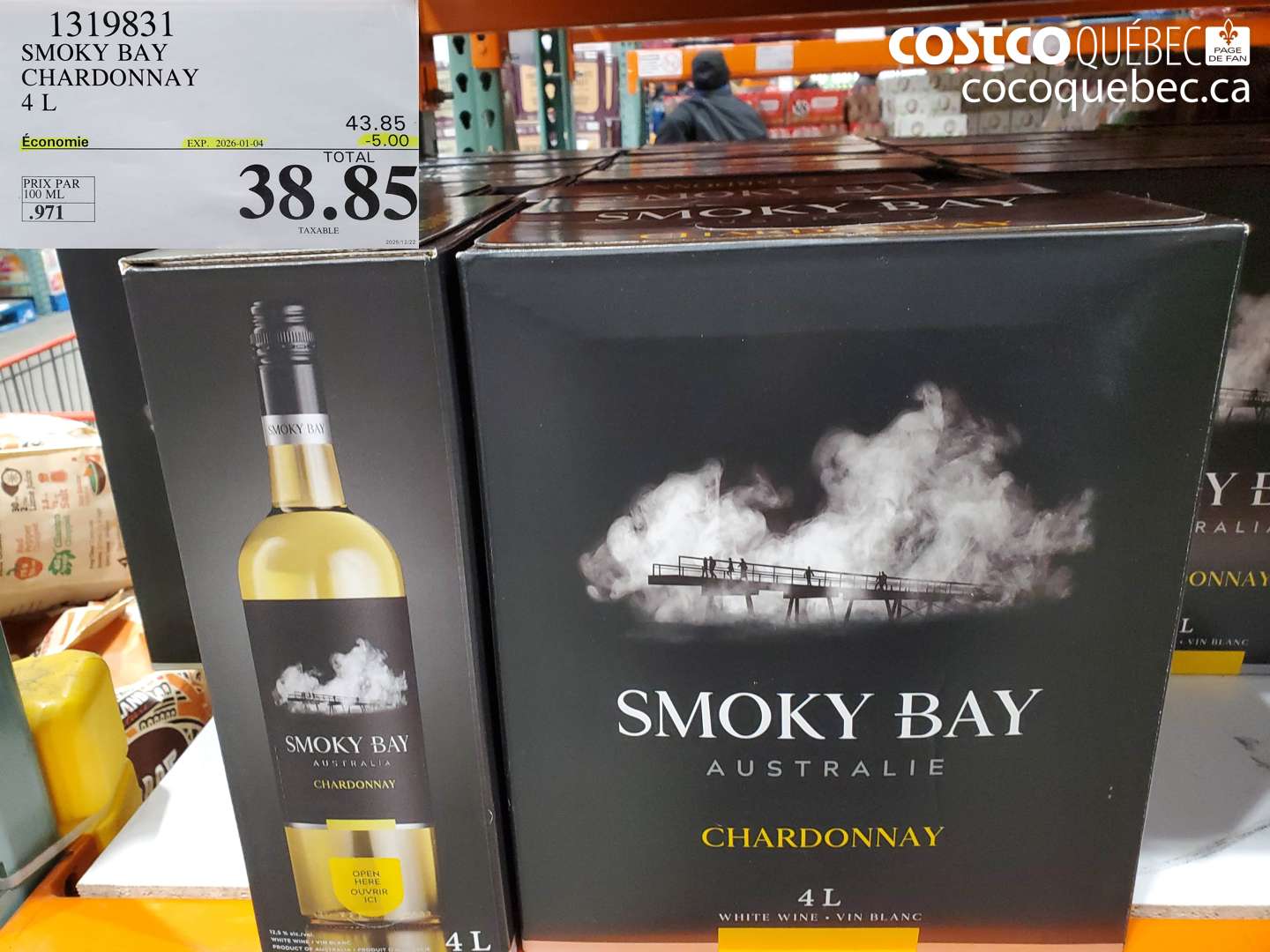 1319831 SMOKY BAY CHARDONNAY 4 L ($5.00 INSTANT SAVINGS EXPIRES ON 2026-01-04) $38.85