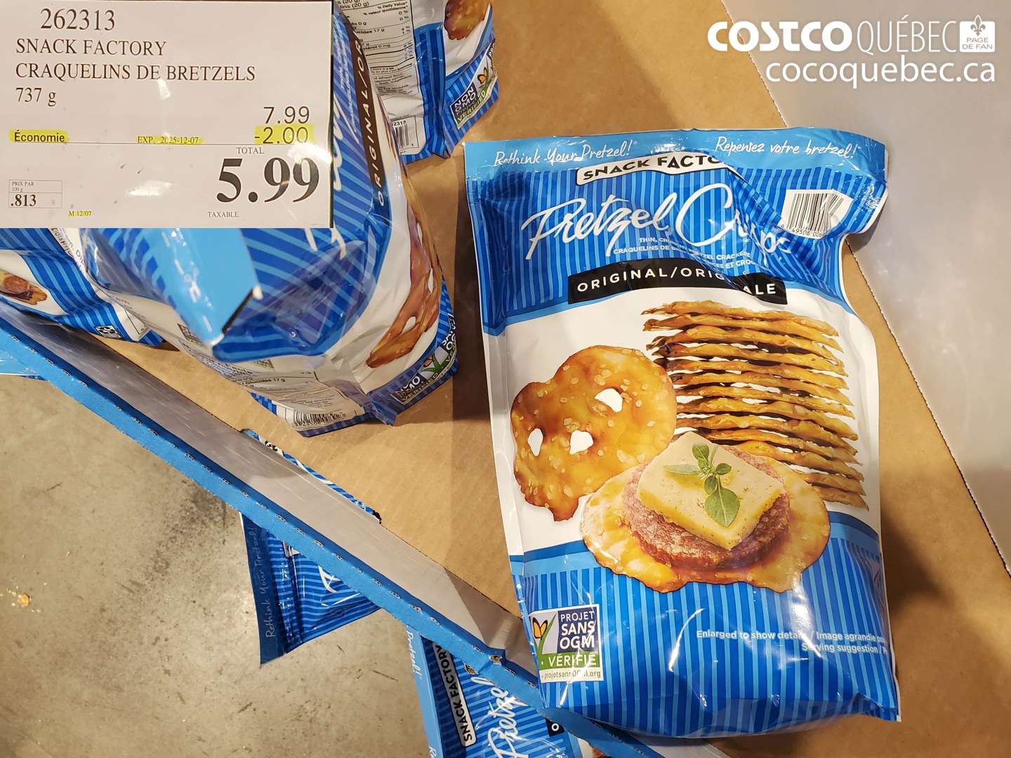 262313 SNACK FACTORY CRAQUELINS DE BRETZELS 737 g  ($2.00 INSTANT SAVINGS EXPIRES ON 2025-12-07) $5.99