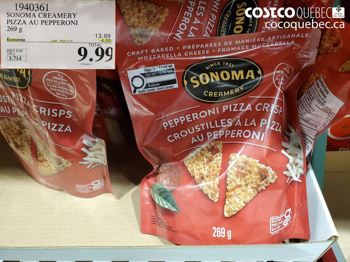 1940361 SONOMA CREAMERY PIZZA AU PEPPERONI 269 g ($4.00 INSTANT SAVINGS EXPIRES ON 2025-12-24) $9.99