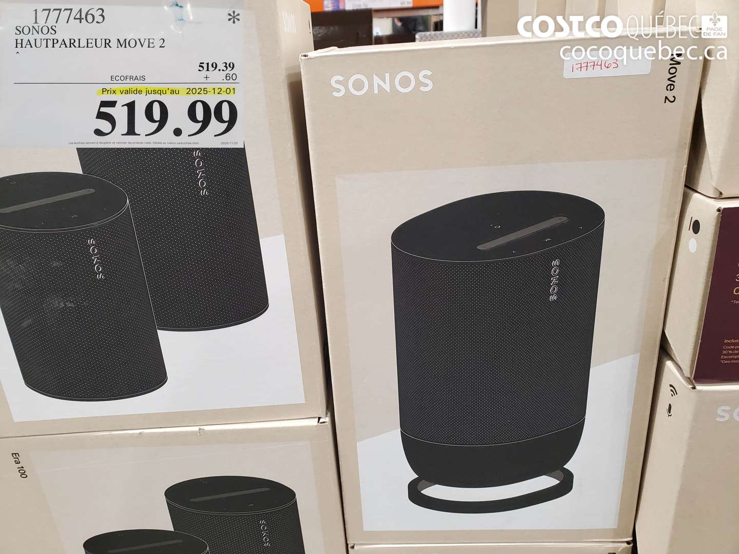 1777463 SONOS HAUTPARLEUR MOVE 2  (EXPIRES ON 2025-12-01) $519.99