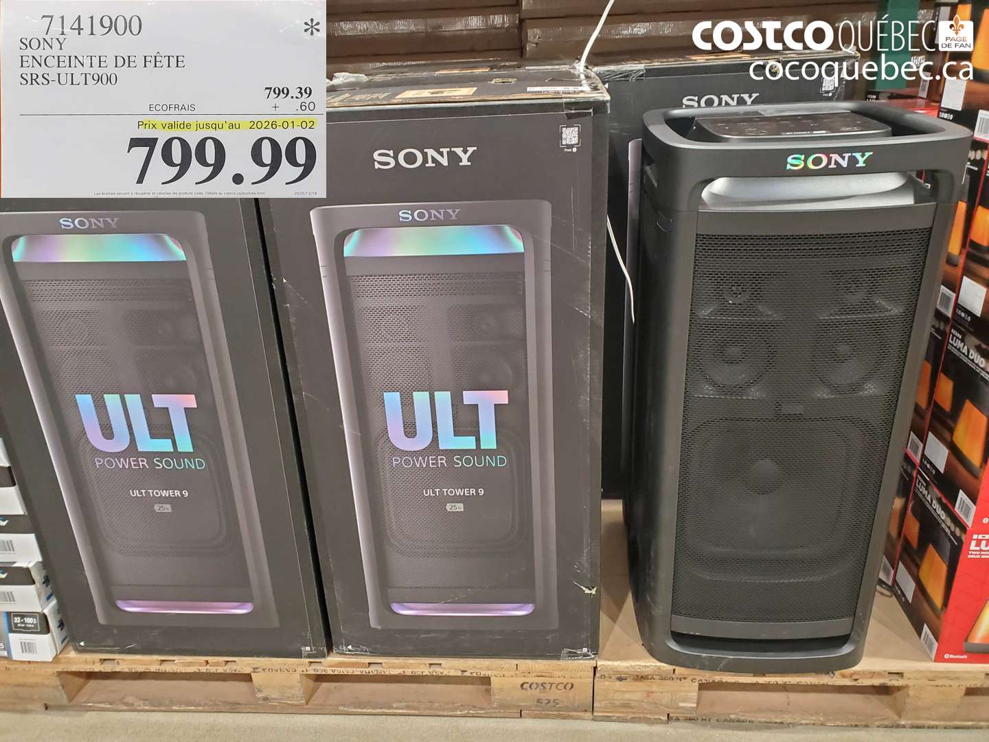 7141900 SONY ENCEINTE DE FÊTE SRS-ULT900 (EXPIRES ON 2026-01-02) $799.99