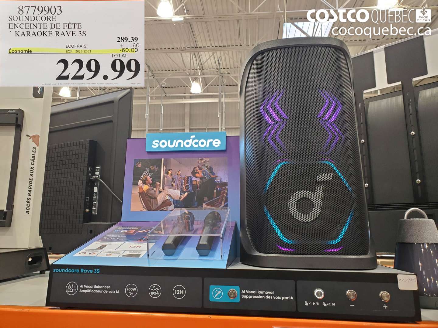 8779903 SOUND CORE ENCEINTE DE FETE KARAOKE RAVE 35 $229.99 ($60.00 INSTANT SAVINGS EXPIRES ON 2025-12-21) $229.99