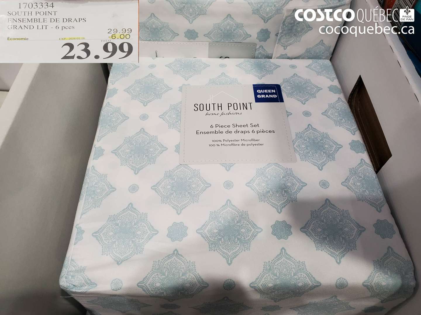 1703334 SOUTH POINT ENSEMBLE DE DRAPS GRAND LIT - 6 pces ($6.00 INSTANT SAVINGS EXPIRES ON 2026-01-18) $23.99