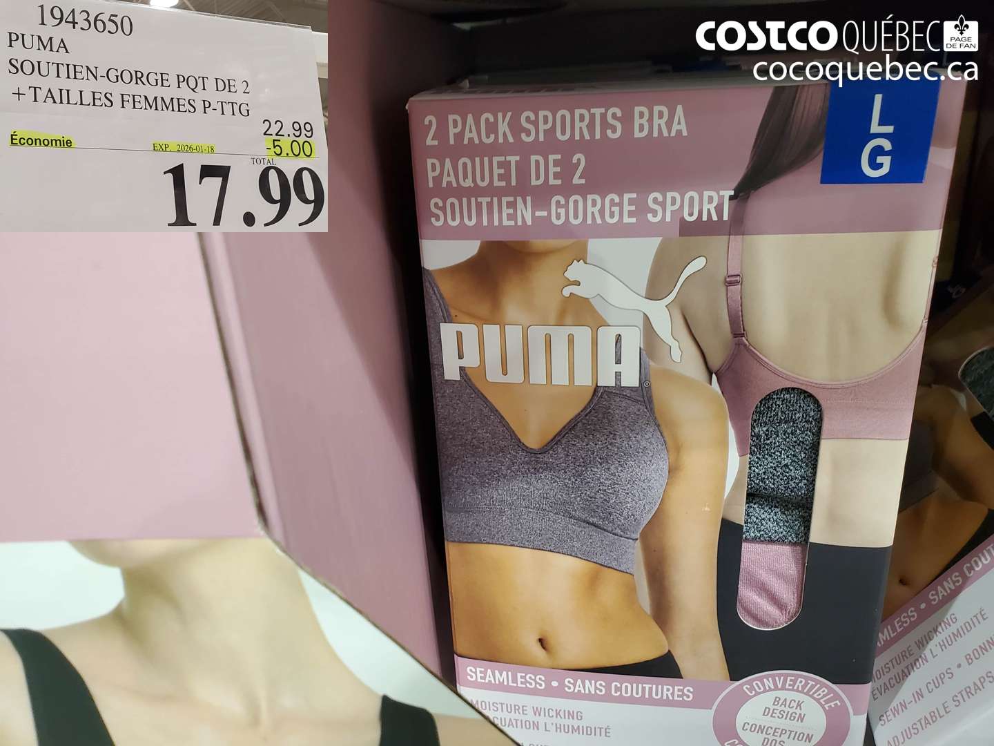 1943650 SOUTIEN-GORGE PQT DE 2 + TAILLES FEMMES P-PTG ($5.00 INSTANT SAVINGS EXPIRES ON 2026-01-18) $17.99