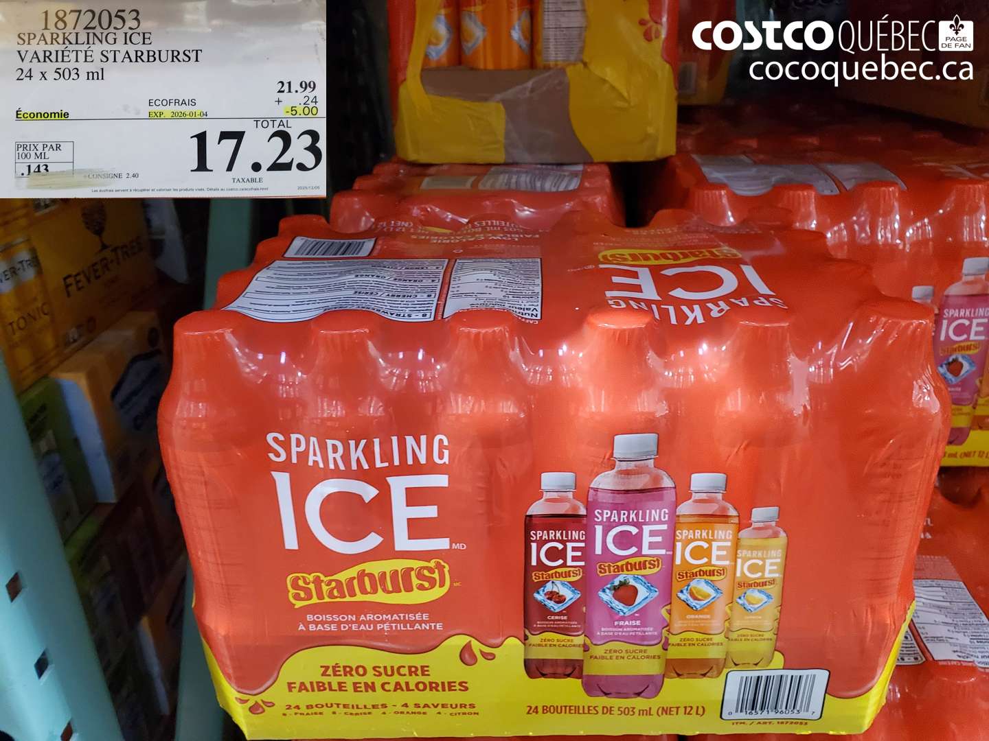 1872053 SPARKLING ICE VARIÉTÉ STARBURST (EXPIRES ON 2026-01-04) $17.23
