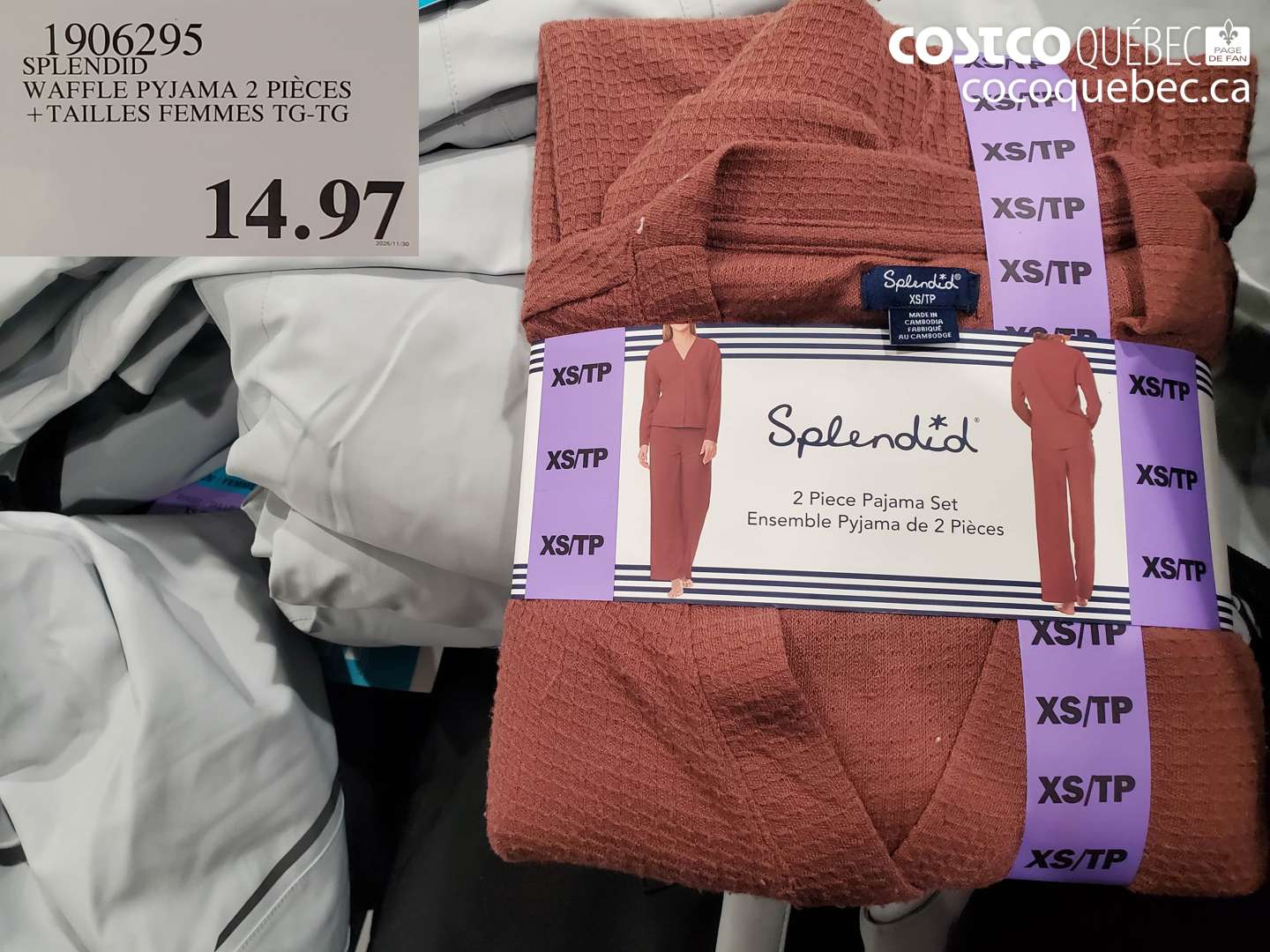 1906295 SPLENDID WAFFLE PYJAMA 2 PIECES +TAILLES FEMMES TG-TG $14.97