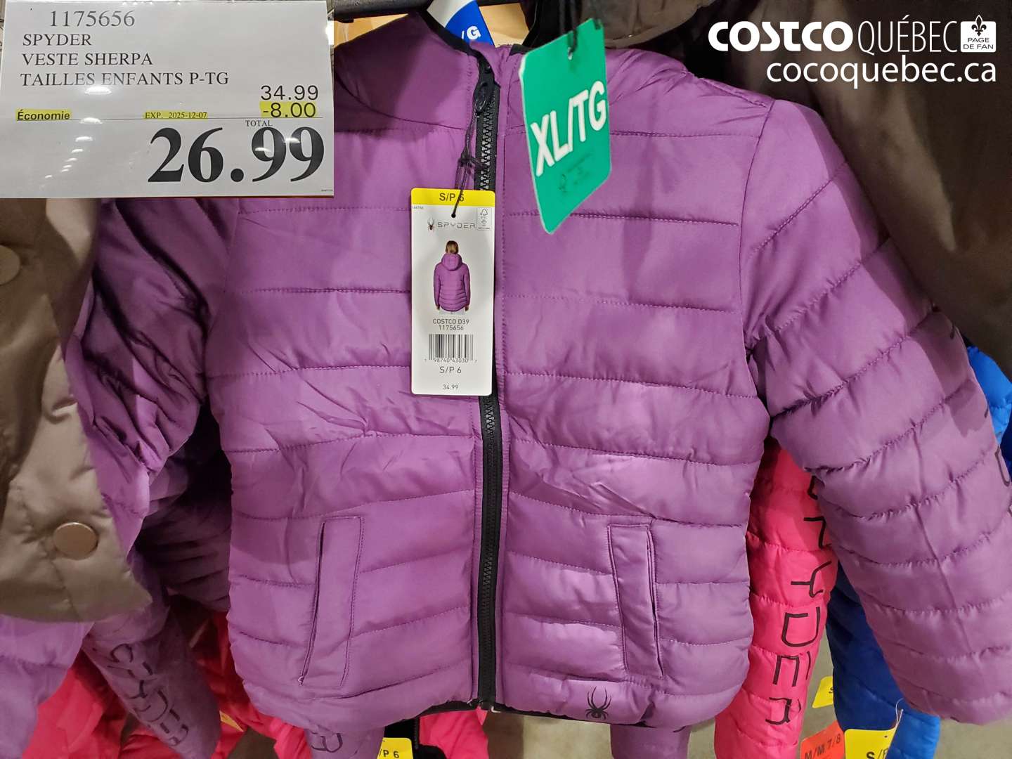 1175656 SPYDER VESTE SHERPA TAILLES ENFANTS P-TG (EXPIRES ON 2025-12-07) $26.99