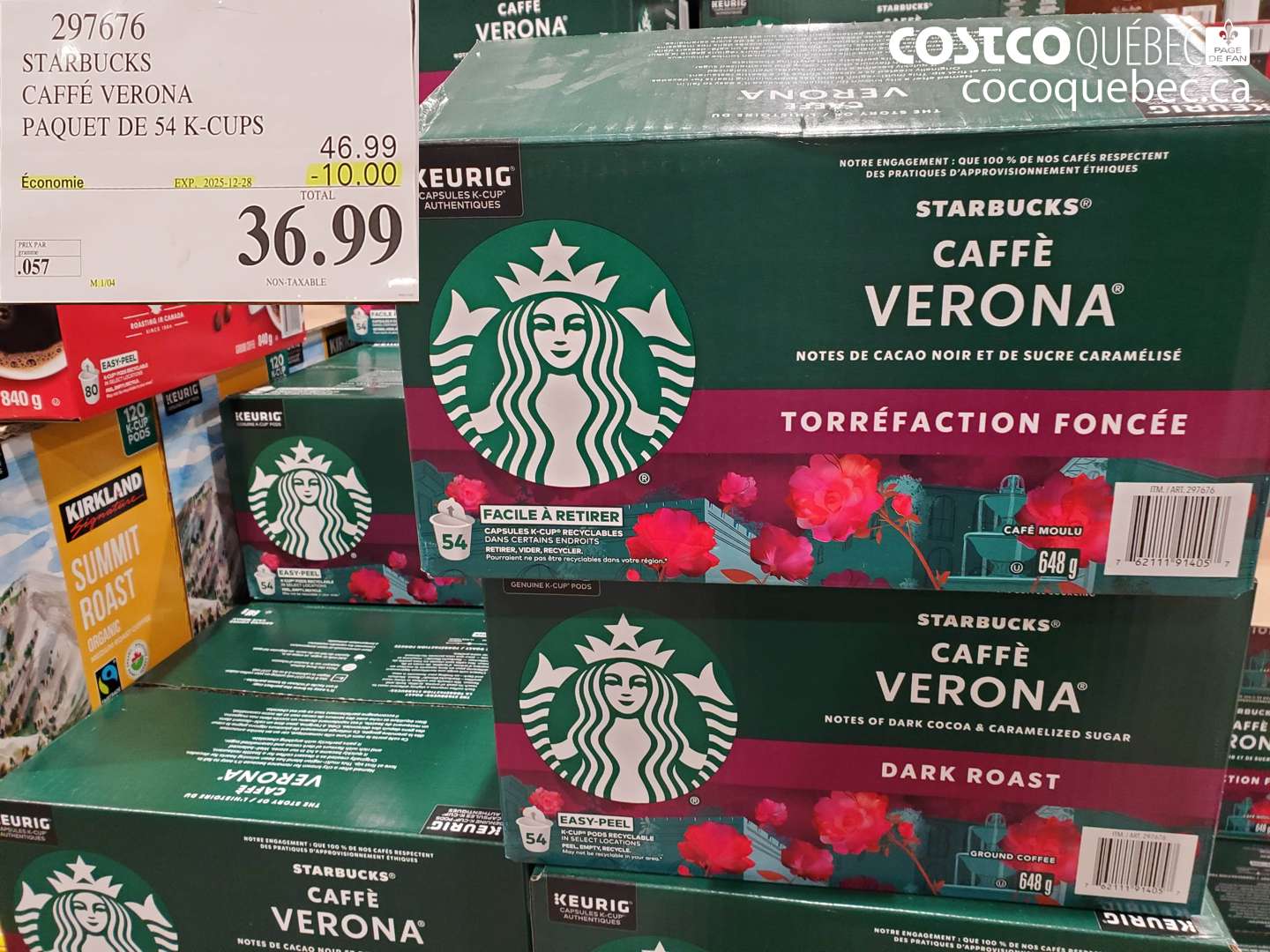 297676 STARBUCKS CAFFÉ VERONA PAQUET DE 54 K-CUPS ($10.00 INSTANT SAVINGS EXPIRES ON 2025-12-28) $36.99