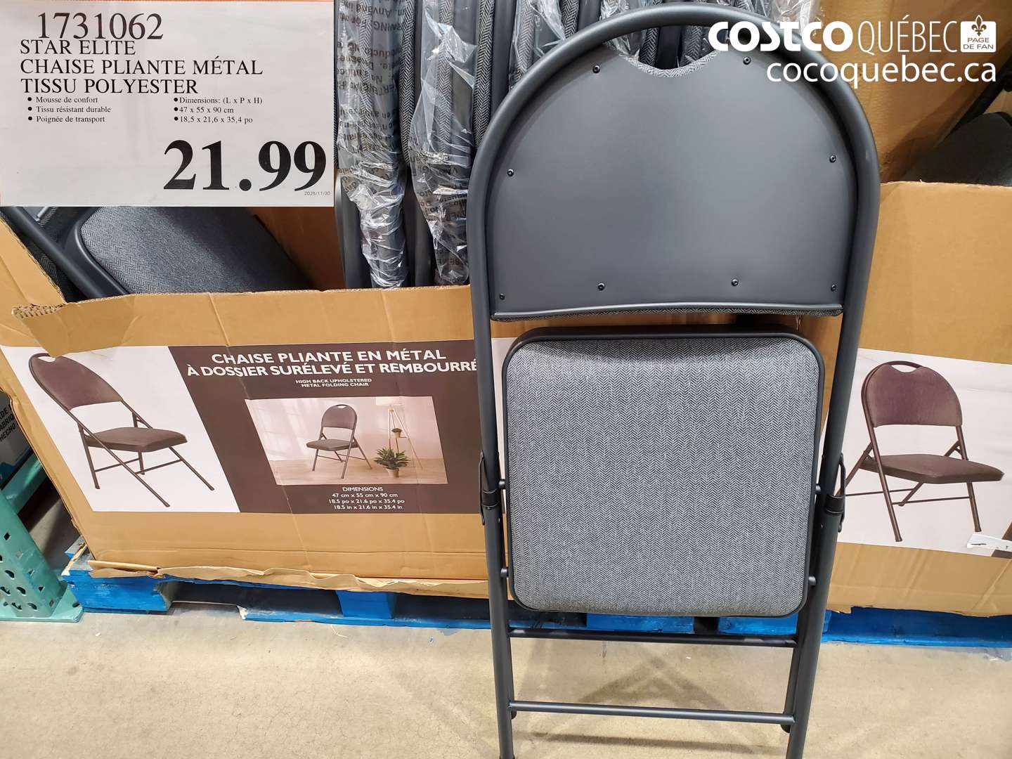 1731062 STAR ELITE CHAISE PLIANTE MÉTAL TISSU POLYESTER $21.99