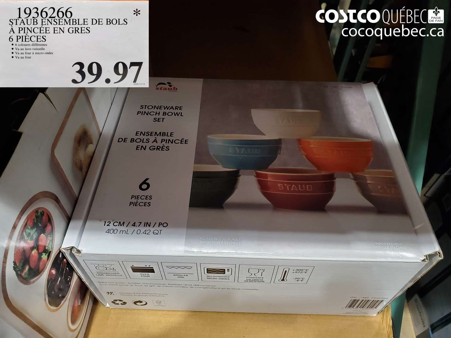 1936266 STAUB ENSEMBLE DE BOLS À PINCÉE EN GRES 6 PIECES $39.97