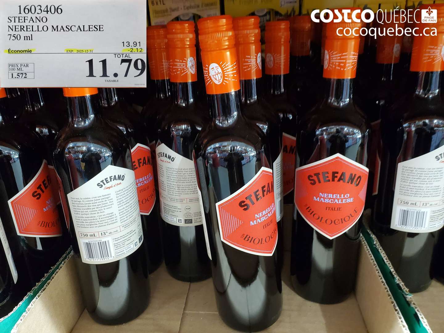 1603406 STEFANO NERELLO MASCALESE 750 ml ($2.12 INSTANT SAVINGS EXPIRES ON 2025-12-31) $11.79