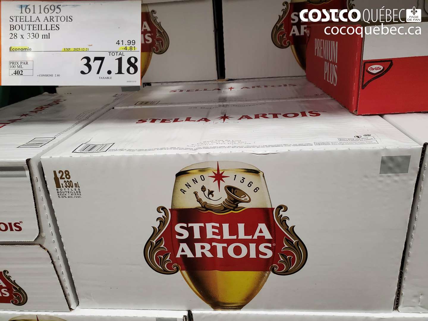 1611695 STELLA ARTOIS BOUTEILLES 28 x 330 ml ($4.81 INSTANT SAVINGS EXPIRES ON 2025-12-21) $37.18