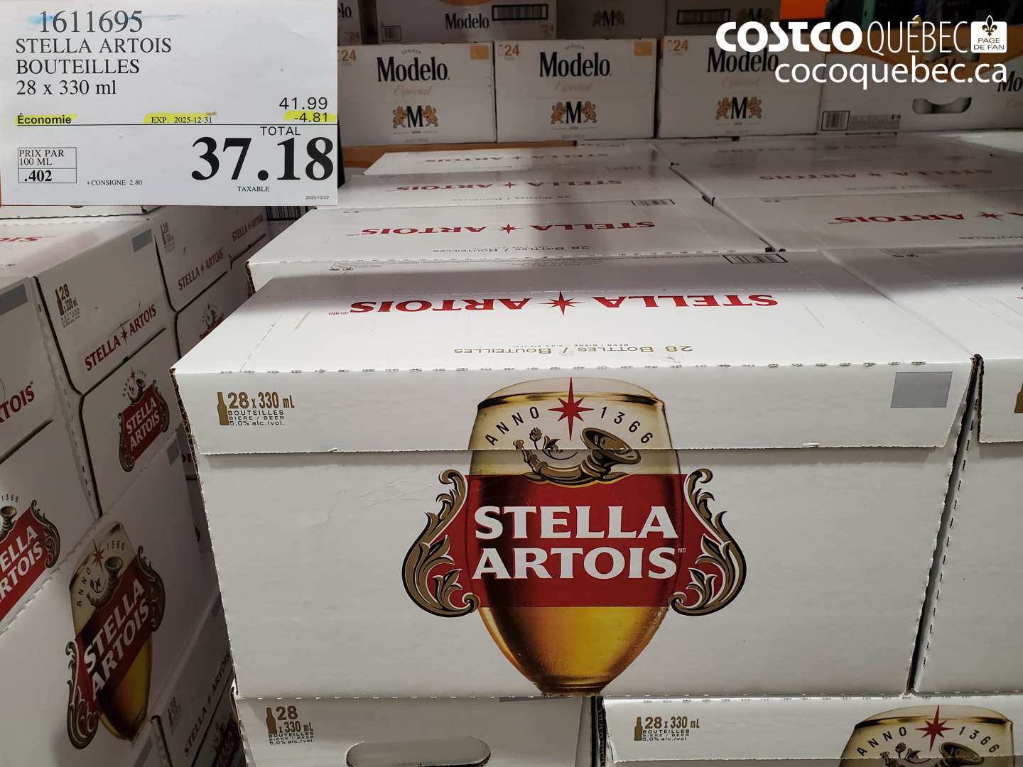 1611695 STELLA ARTOIS BOUTEILLES 28 x 330 ml ($4.81 INSTANT SAVINGS EXPIRES ON 2025-12-31) $37.18