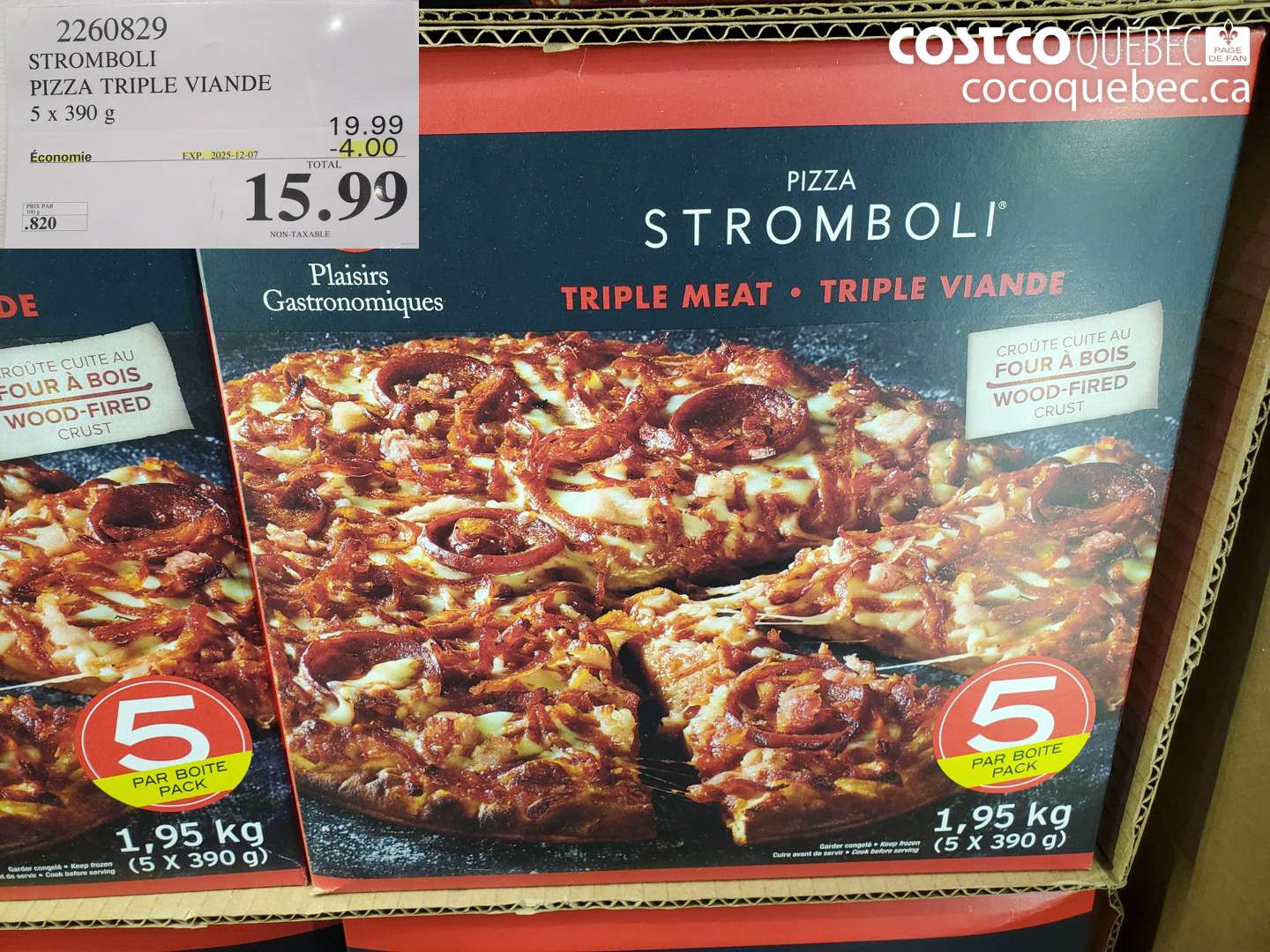 2260829 STROMBOLI PIZZA TRIPLE VIANDE 5 x 390g  ($4.00 INSTANT SAVINGS EXPIRES ON 2025-12-07) $15.99