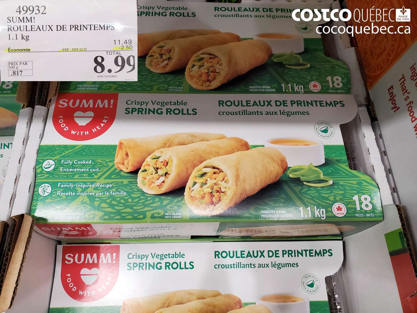 49932 SUMM! ROULEAUX DE PRINTEMPS 1.1 kg ($2.50 INSTANT SAVINGS EXPIRES ON 2025-12-21) $8.99