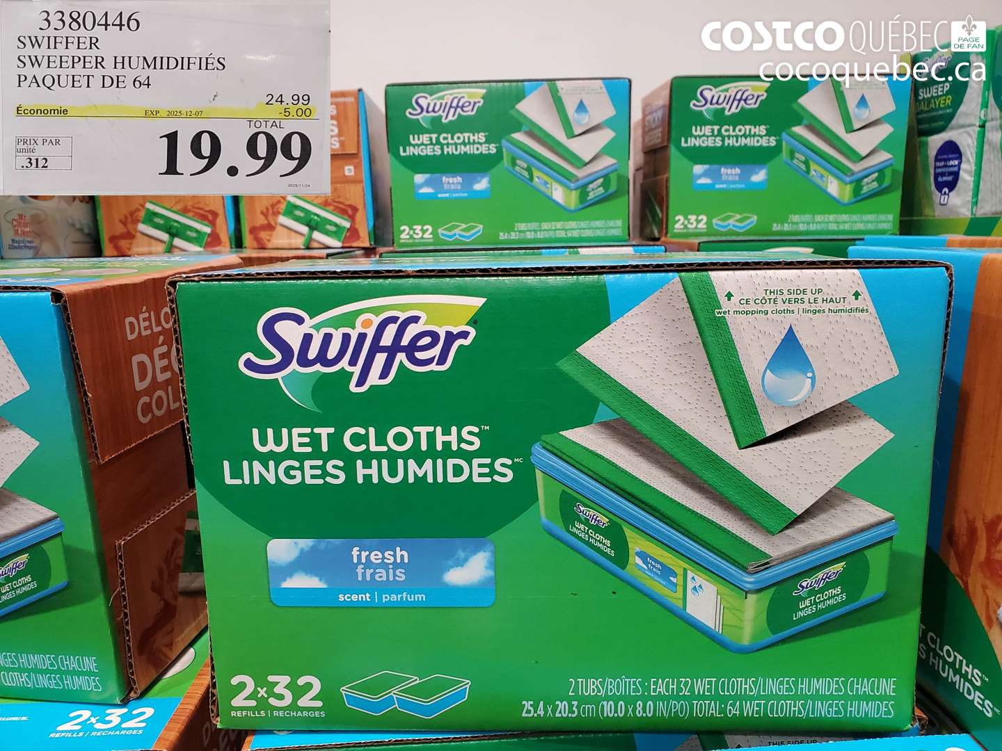 3380446 SWIFFER SWEEPER HUMIDIFIES PAQUET DE 64 ($5.00 INSTANT SAVINGS EXPIRES ON 2025-12-07) $19.99