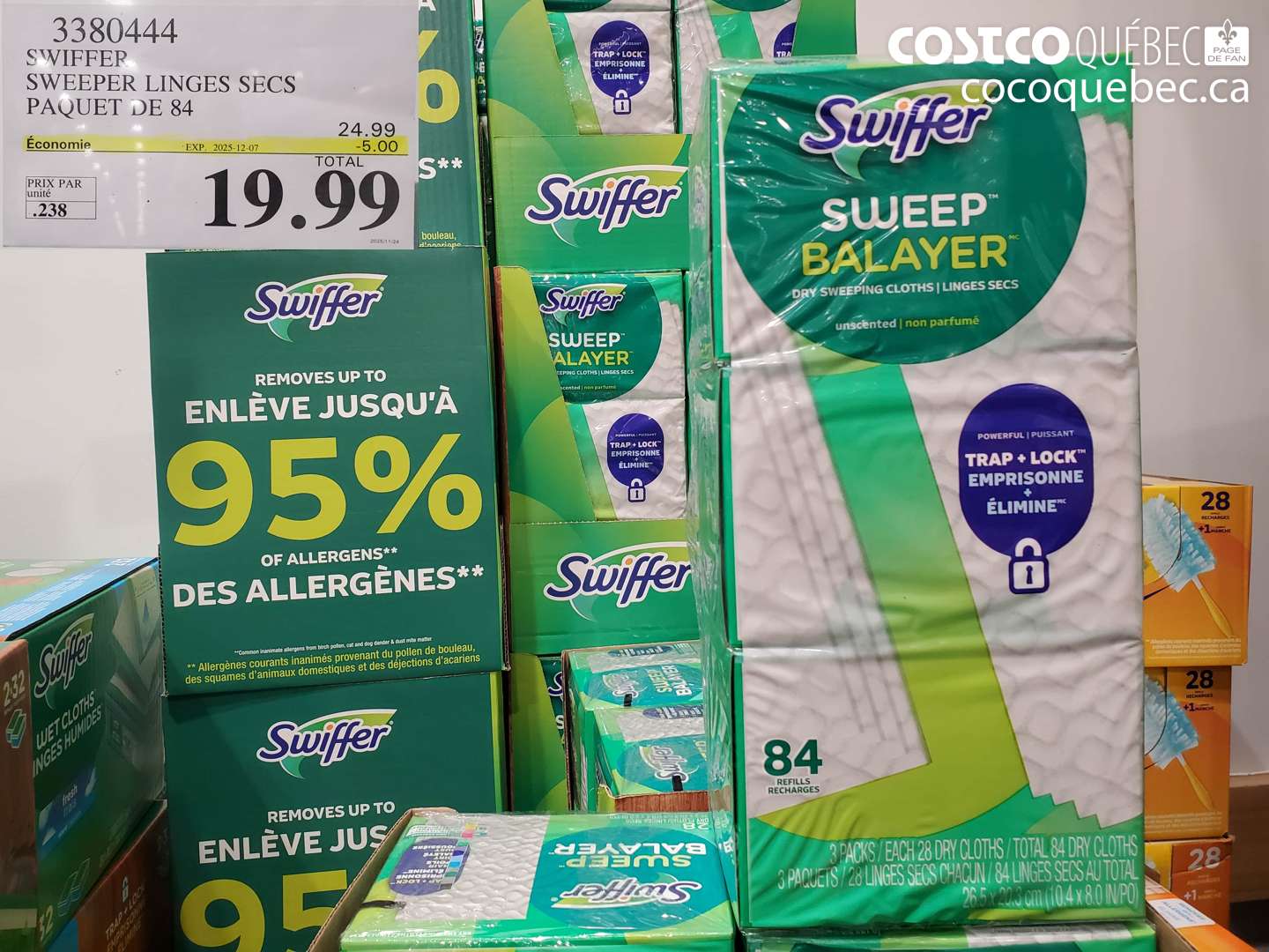 3380444 SWIFFER SWEEPER LINGES SECS PAQUET DE 84 ($5.00 INSTANT SAVINGS EXPIRES ON 2025-12-07) $19.99