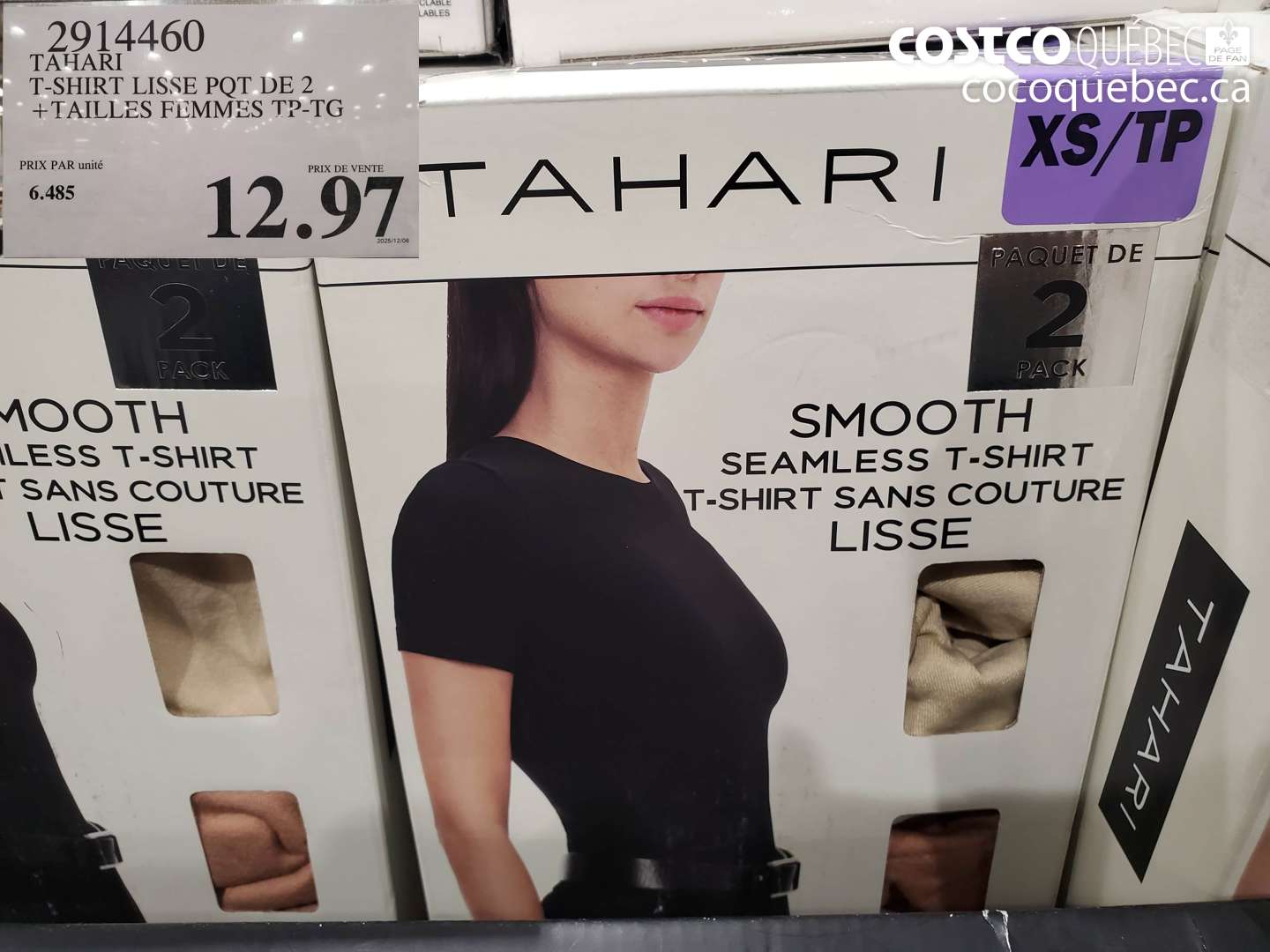 2914460 TAHARI T-SHIRT LISSE PQT DE 2 +TAILLES FEMMES TP-TG $12.97